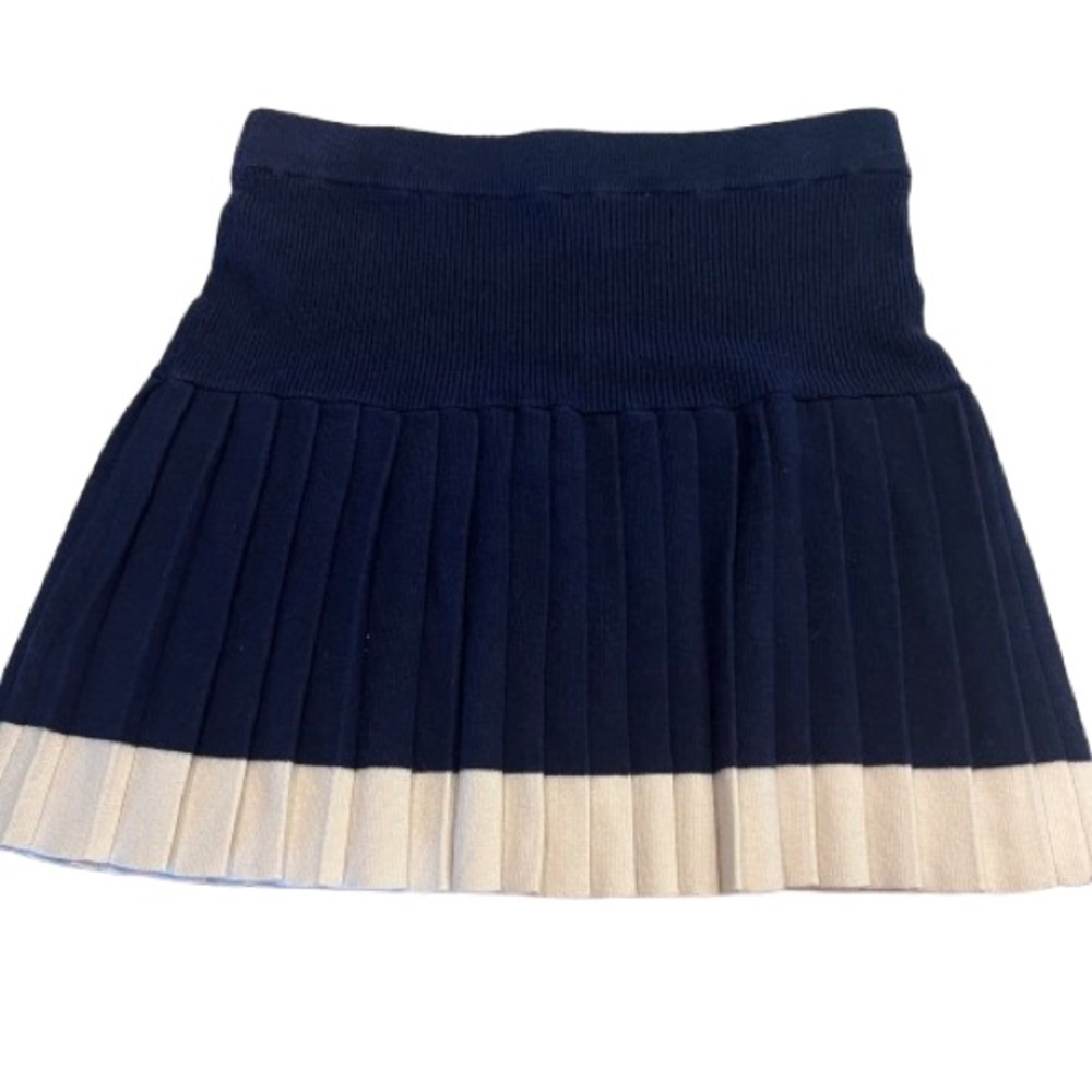 Freshman 1996 Pleated Mini Tennis Skirt Elastic Waist Ribbed Stretchy Knit Hip